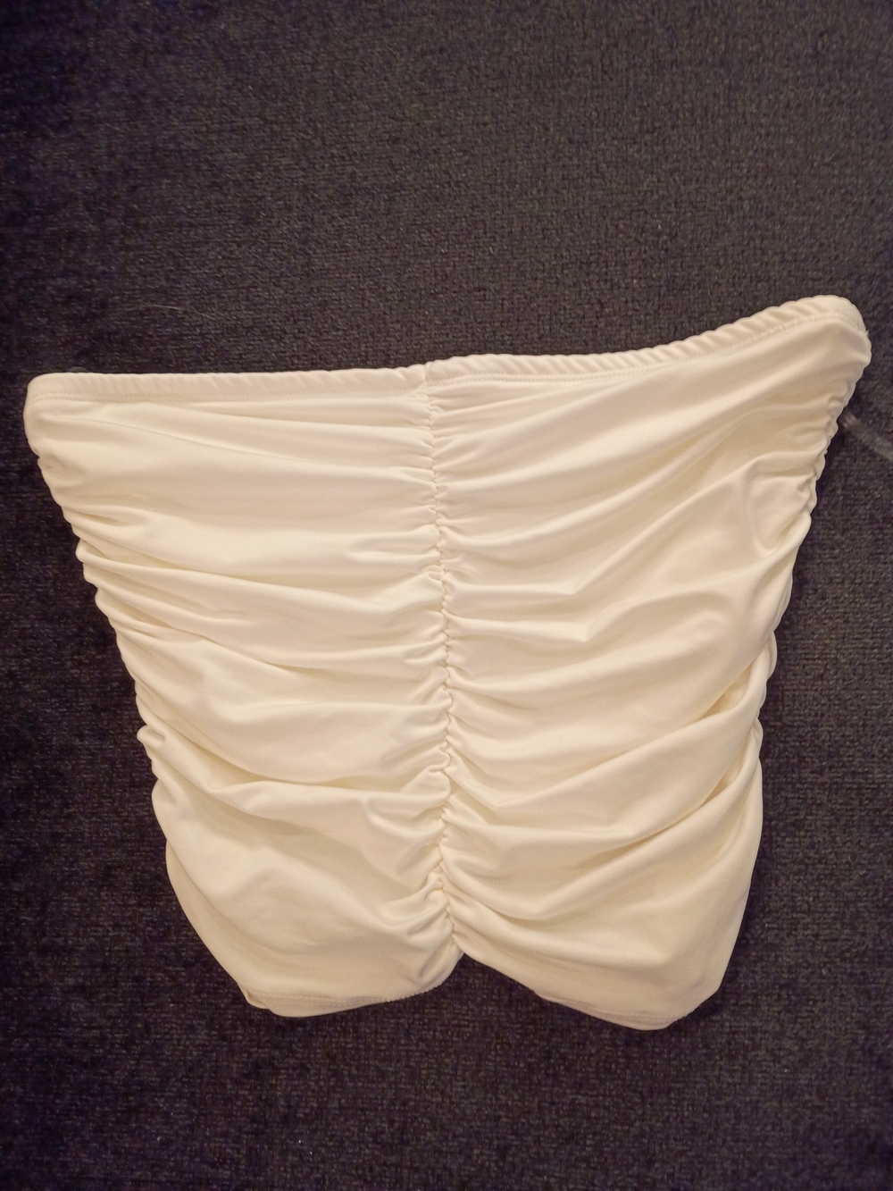 Live In The Moment Strapless Ruched Cream Crop Top Size L